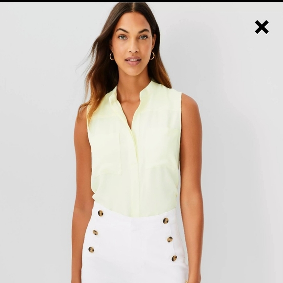 Ann Taylor Tops - Ann Taylor Camp shirt, soft yellow, size L, VgUC